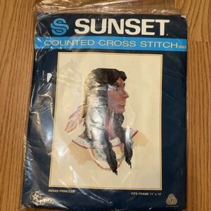Native American Indian Princess Sunset Counted Cross Stitch kit 1987
